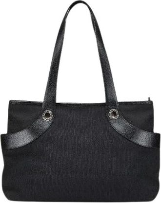 Bulgari Pre-owned Shoulder Bags, female, Black, Size: ONE SIZE Pre-owned Canvas Shoulder Bag
