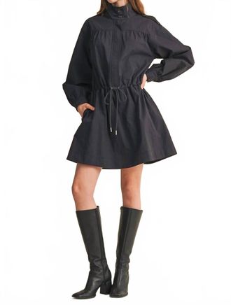 Merci Drawstring Waist Utility Mini Dress In Black