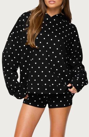 Edikted Chelsie Polka Dot Hoodie in Black-And-White at Nordstrom, Size X-Small