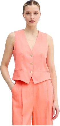 Lola Casademunt V-hals Geknoopte Gilet - Dames - Bodywarmers - Oranje - M - Leer - Jassen