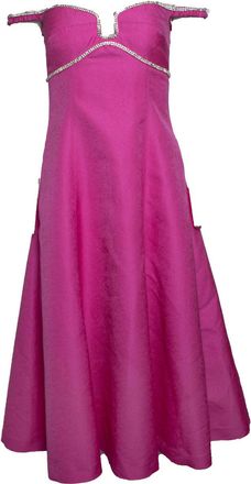 Self Portrait pink textured midi-dress diamonds