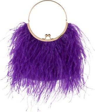 Olga Berg Penny Feathered Frame Bag in Purple at Nordstrom Rack