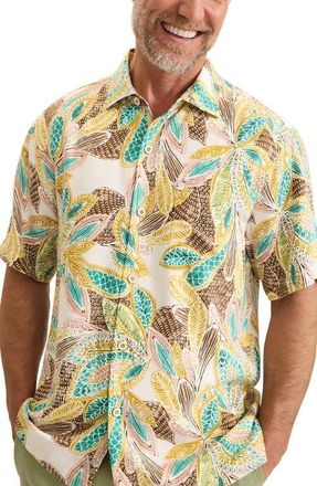 Tommy Bahama Fuego Tropics Short Sleeve Silk Button-Up Shirt in Coconut at Nordstrom, Size 2Xlt
