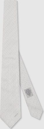 Gucci Horsebit Silk Jacquard Tie, White