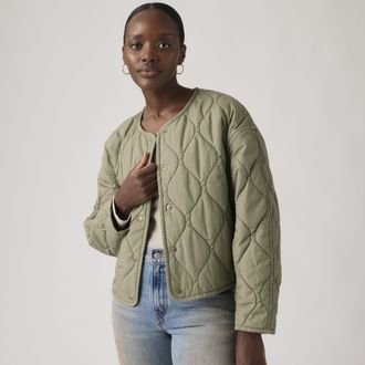Levi's Josie Quilted Liner Jacket - Womens - L - Green