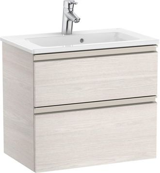 Roca Roca - Pack Unik Mueble Base Compacto De 2 Cajones + Lavabo The Gap Color: Fresno N&oacute;rdico - Medidas: 605x380x537 Mm