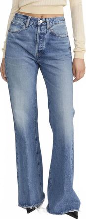 Frame Denim Lax Wide Leg Flare Jeans In Numeral Raw Fray