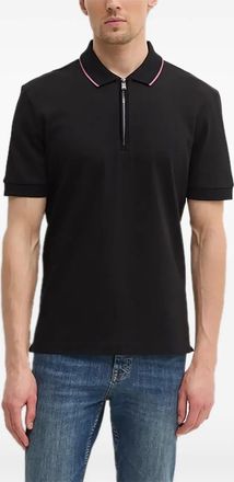 BOSS half-zip cotton polo shirt - Black