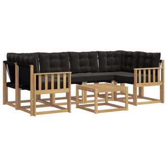 vidaXL Conjunto De Sof&aacute;s De Exterior Con Coj&iacute;n 7 Pcs Blanco Y Negro Vidaxl