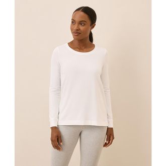 Pact Luxe Stretch Jersey Swing Long Sleeve Tee in White at Nordstrom, Size Medium