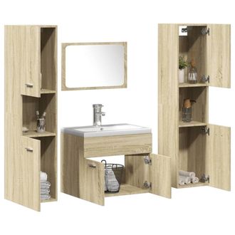 Berkfield Home 5 Piece Bathroom Furniture Set Sonoma Oak Engineered Wood in Brown