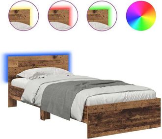 vidaXL Bed Frame with Headboard Old Wood 90 x 200 cm Engineered Wood vidaXL