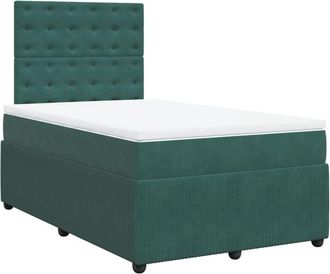 vidaXL Cama Box Spring Con Colch&oacute;n Terciopelo Verde Oscuro 120x190 Cm Vidaxl