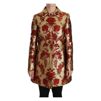 Dolce & Gabbana Single-Breasted Coats, female, Multicolor, 3XS, Golden Brocade Floral Trenchcoat