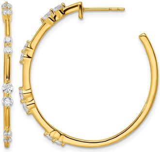 Diamond2Deal 14k Gold 5/8 ct Lab Grown Diamond Hoop Earrings VS Clarity, D-E Color