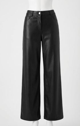 Z Supply Marli Faux Leather Wide Leg Pants In Black