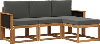 vidaXL Conjunto De Sof&aacute;s De Exterior 4 Uds. Natural Y Antracita Vidaxl