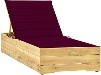 vidaXL Tumbona Con Coj&iacute;n Rojo Tinto Madera De Pino Impregnada Vidaxl
