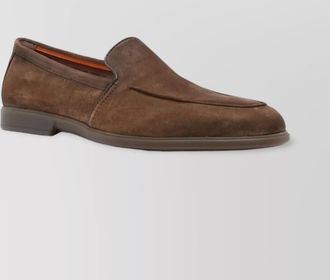 Santoni almond toe suede loafers with rubber sole