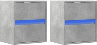 vidaXL Muebles Tv De Pared Luces Led 2 Uds Gris Hormig&oacute;n 41x31x45 Cm Vidaxl