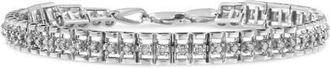 House of Brilliance Silver 1.00 Ctw Diamond Double-Link Tennis Bracelet in White at Nordstrom