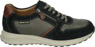 Mephisto Blauwe Vrijetijdsschoenen Dino Velsport - Heren - Sneakers - Blauw - 44 EU - Leer - Schoenen