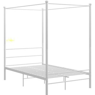 vidaXL Canopy Bed Frame without Mattress White Metal 120x200 cm Vidaxl