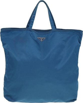 Prada Tessuto Blue Synthetic Tote Bag (Pre-Owned)