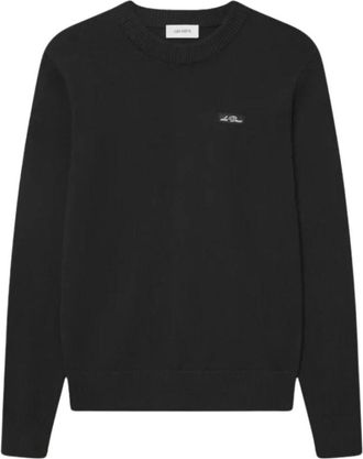 Les Deux Gary Patch Crewneck Knit - Heren - Ronde hals truien - Zwart - XL - Katoen - Truien & Vesten