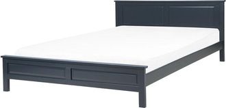 Beliani Cama Doble De Madera Azul Oscuro Con Somier Cabecero Alto 180 X 200 Cm Dise&ntilde;o Escandinavo Minimalista Olivet