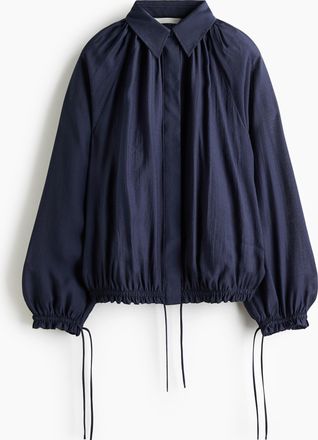 H&M Oversize-Bluse mit Kordelzugdetails - Blue