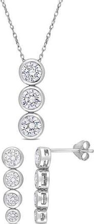 Delmar Cubic Zirconia Earrings & Necklace Set in White at Nordstrom Rack