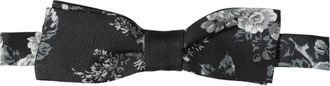 Dolce & Gabbana Floral Silk Bow Tie - Black