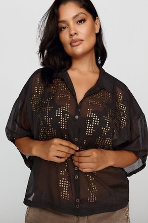 Pilcro Quincy Sheer Studded Blouse