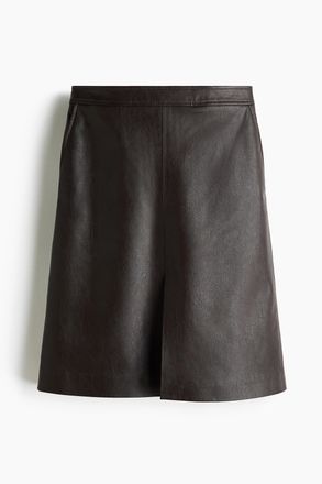 H&M Jupe mit Coating - Dunkelbraun