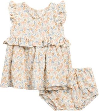 Rylee + Cru Brielle Floral Dress & Bloomers Set in Ivory at Nordstrom, Size 12-18M