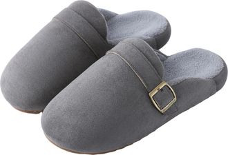 Generic TARYOU Mens Suede Slippers, Grey, 7-7.5 Narrow