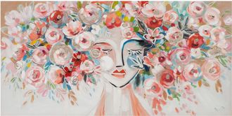 Schubiger M&ouml;bel Bild Frau mit Bunter Blumenper&uuml;cke