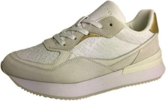 Tommy Hilfiger Moderne damessneaker in effen kleur - Dames - Sneakers - Beige - 38 EU - Schoenen