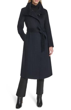 Cole Haan Slick Asymmetric Zip Wool Blend Coat in Lagoon at Nordstrom, Size 12