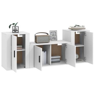 Berkfield Home Classic 3 Piece TV Cabinet Set White Engineered Wood