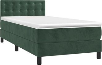 vidaXL Cama Box Spring Colch&oacute;n Y Led Terciopelo Verde Oscuro 80x200 Cm Vidaxl