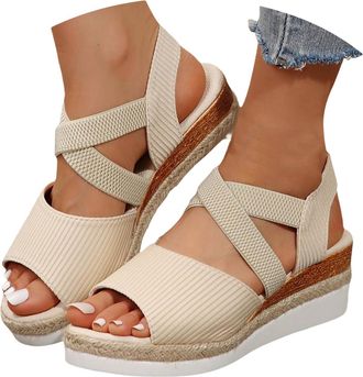 Generic Espadrilles Womens Wedges Orthopedic Sandals Orthopedic Sandals for Women Comfortable Platform Espadrille Shoes Dressy Summer Open Toe Ankle Strap Low
