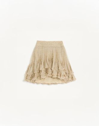 Valentino Gonna Corta In Chiffon Micro Pois Plusdepois Donna BETULLA/NERO 36