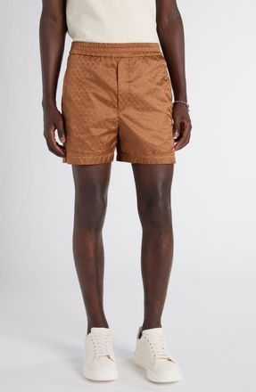 Alexander McQueen Skull Jacquard Satin Shorts in Camel at Nordstrom, Size 32 Us