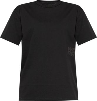 Alexander Wang Zwart Logo Tee T-shirts en Polos - Dames - T-shirts - Zwart - XS - Katoen - Tops