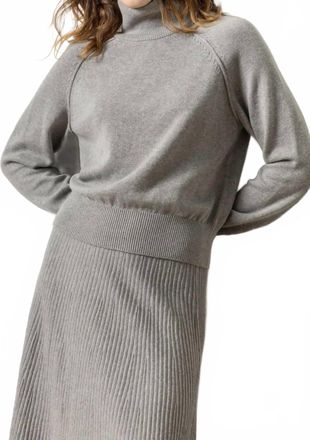 Lilla P Raglan Turtleneck Sweater In Heather Grey