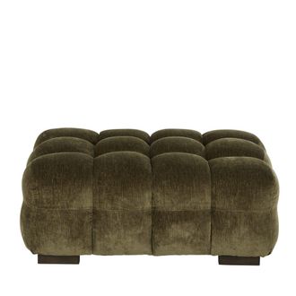 Maisons du monde Puf de terciopelo verde caqui con patas de madera de hevea