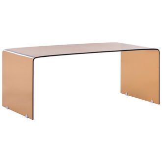Beliani Mesa De Centro Moderna Minimalista Rectangular De Vidrio Semitransparente Marr&oacute;n Kendall