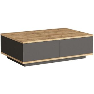 Vente-Unique Tavolino con 2 ante Naturale e Antracite - LOTULA
